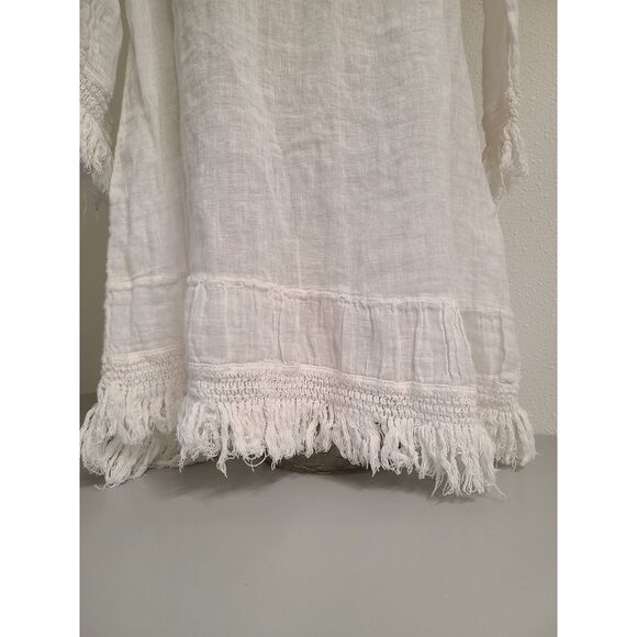 Romantic Boho 100% Cotton White Mini Dress Swim Cover Up Resort Vacation MEDIUM‎ - Picture 10 of 10